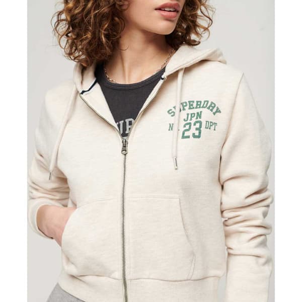 Superdry Sweatshirt Med Full Dragkedja Athletic Essential Crop Beige XL Kvinna