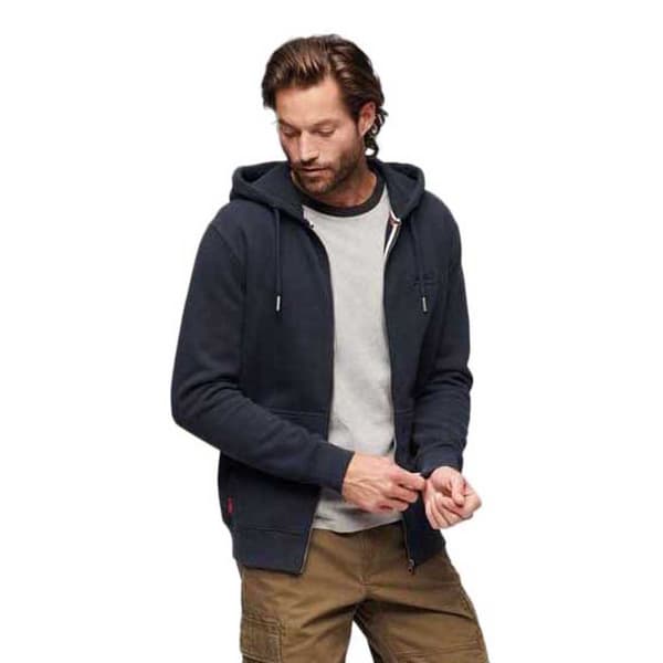 Superdry Sweatshirt Med Full Dragkedja Essential Logo Blå M Man