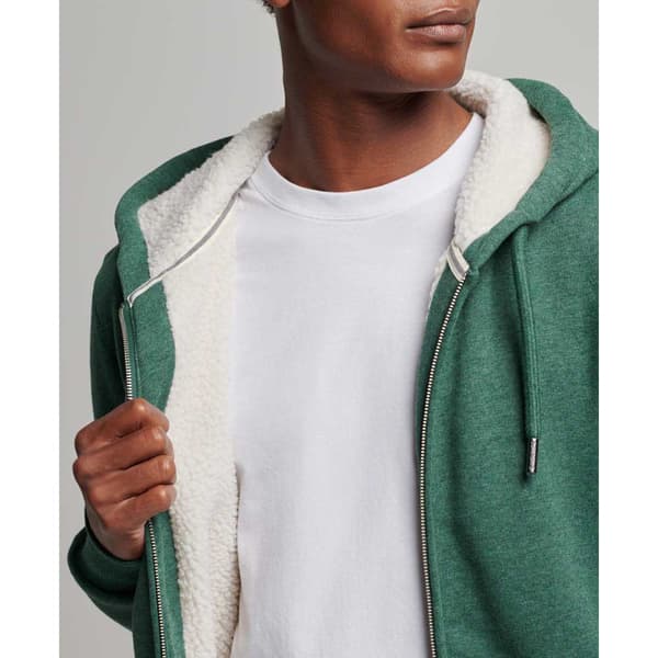 Superdry Sweatshirt Med Full Dragkedja Borg Lined Hood Grönt L Man