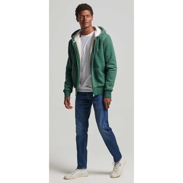 Superdry Sweatshirt Med Full Dragkedja Borg Lined Hood Grönt L Man