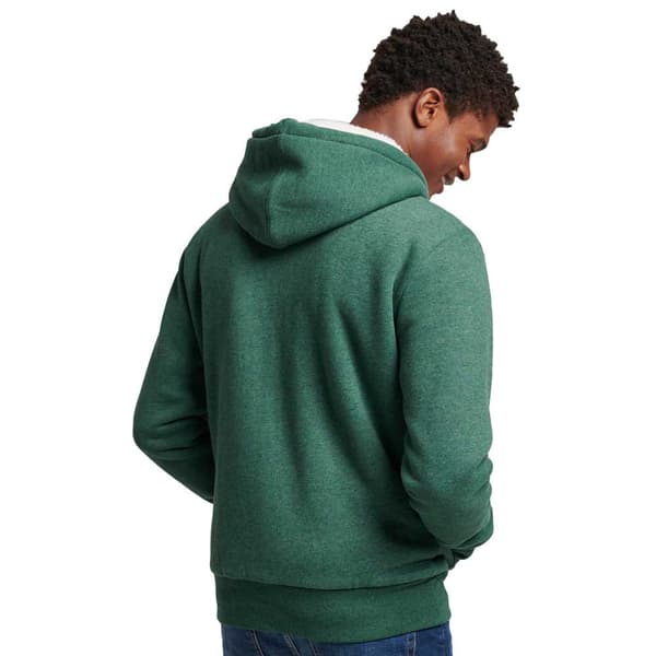 Superdry Sweatshirt Med Full Dragkedja Borg Lined Hood Grönt L Man
