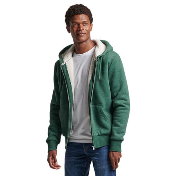 Superdry Sweatshirt Med Full Dragkedja Borg Lined Hood Grönt L Man