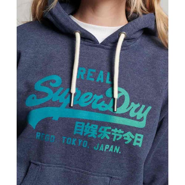 Superdry Luvtröja Tonal Vintage Logo Graphic Blå S Kvinna