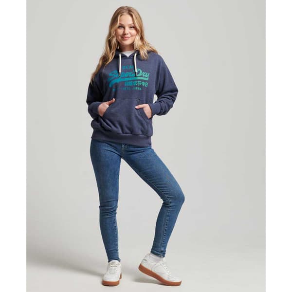 Superdry Luvtröja Tonal Vintage Logo Graphic Blå S Kvinna