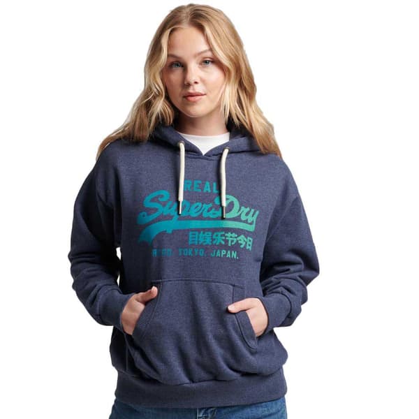 Superdry Luvtröja Tonal Vintage Logo Graphic Blå S Kvinna