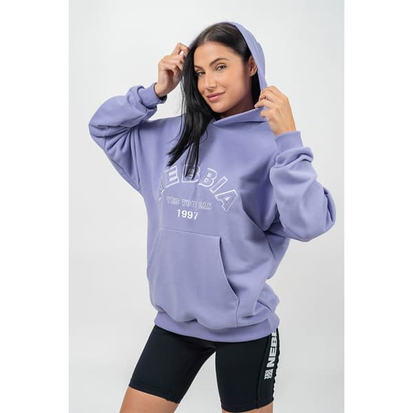 Nebbia Hættetrøje Branded Oversized Gym Rat Lilla S Kvinde