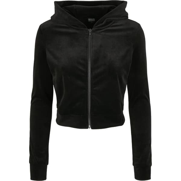 Urban Classics Sweatshirt Velvet Zip Sort S Kvinde