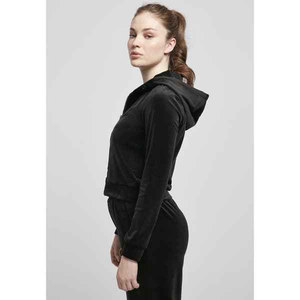 Urban Classics Sweatshirt Velvet Zip Sort S Kvinde