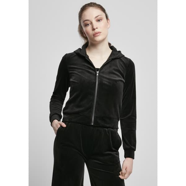 Urban Classics Sweatshirt Velvet Zip Sort S Kvinde