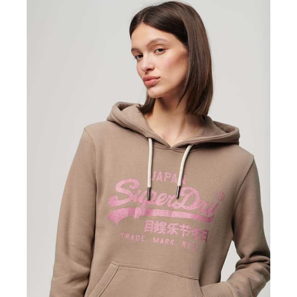 Superdry Huppari Metallic Vl Graphic Beige M Nainen