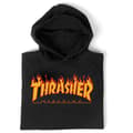 Miniatyrbillede 2 af 2: Thrasher Hættetrøje Flame Logo Sort S Mand