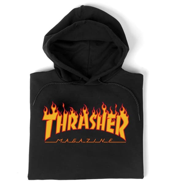 Thrasher Hættetrøje Flame Logo Sort S Mand