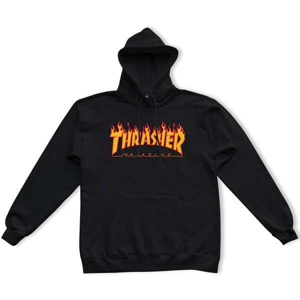 Thrasher Hættetrøje Flame Logo Sort S Mand