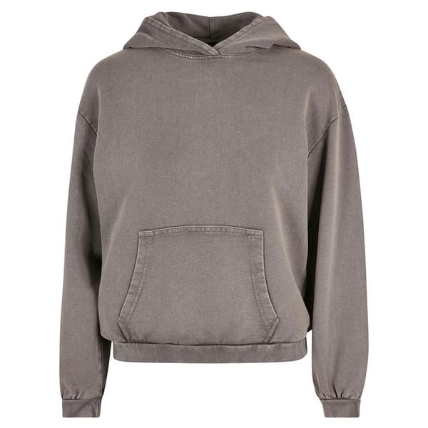 Build Your Brand Luvtröja Acid Washed Oversize Grå S Kvinna