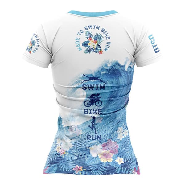 Otso Kortærmet T-shirt Swim Bike Run Wave Flerfarvet L Kvinde