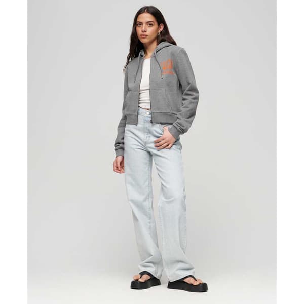 Superdry Sweatshirt Med Full Dragkedja Athletic Essential Crop Grå M Kvinna