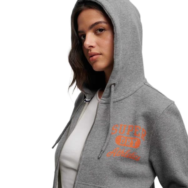 Superdry Sweatshirt Med Full Dragkedja Athletic Essential Crop Grå M Kvinna
