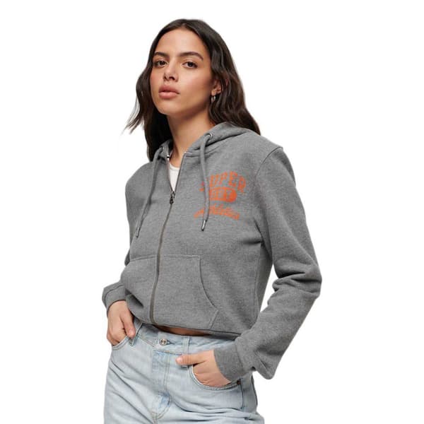 Superdry Sweatshirt Med Full Dragkedja Athletic Essential Crop Grå M Kvinna