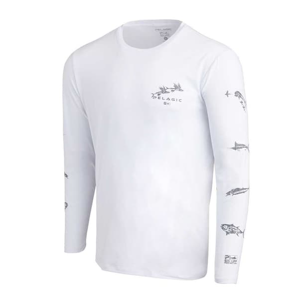 Pelagic Langærmet T-shirt Stratos Gyotaku Fish Hvid M Mand