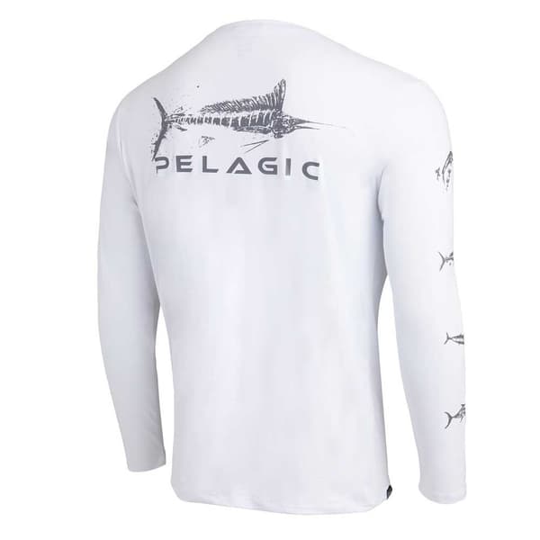 Pelagic Langærmet T-shirt Stratos Gyotaku Fish Hvid M Mand