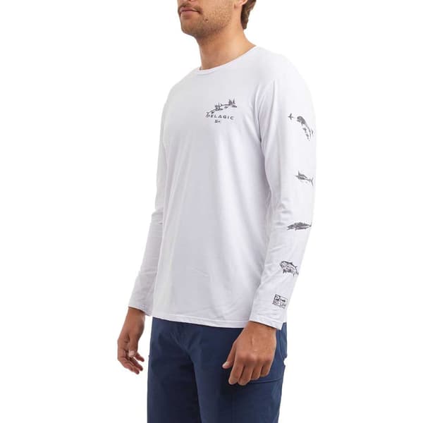 Pelagic Langærmet T-shirt Stratos Gyotaku Fish Hvid M Mand