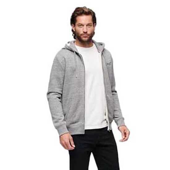 Superdry Sweatshirt Med Full Dragkedja Essential Logo Grå 2XL Man