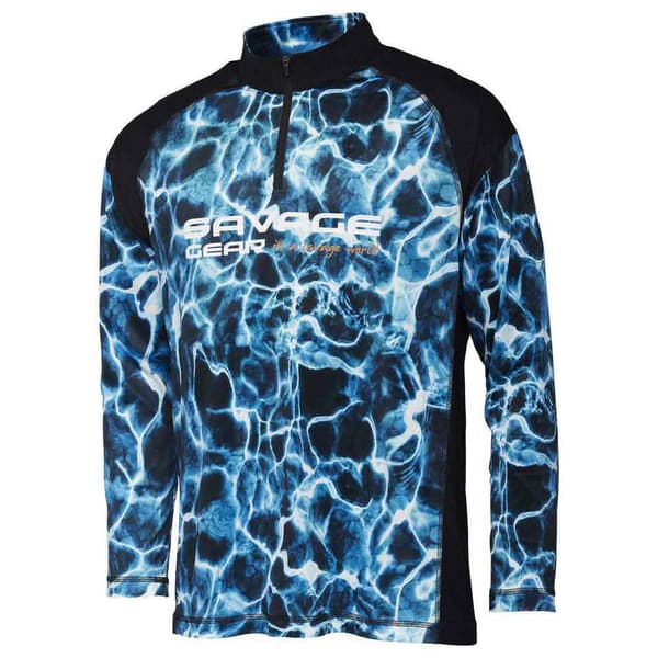 Savage Gear Marine Uv T-shirt Med Lång ärm Blå XL Man