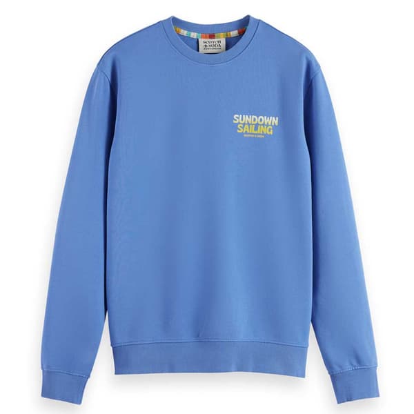 Scotch & Soda Sweatshirt Front Back Boating Artwork Blå L Mand