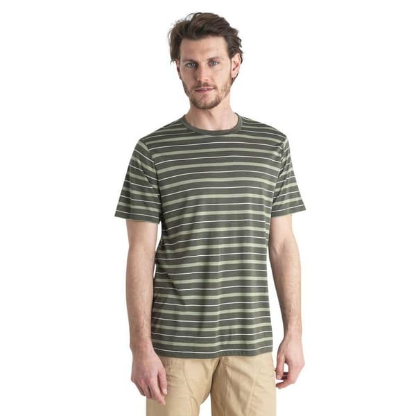 Icebreaker Wave Stripe T-shirt Med Korte ærmer Grøn S Mand