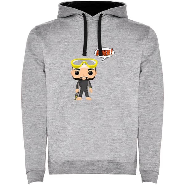 Kruskis Chibi Diver Two-colour Tröja Med Huva Grå 3XL Man