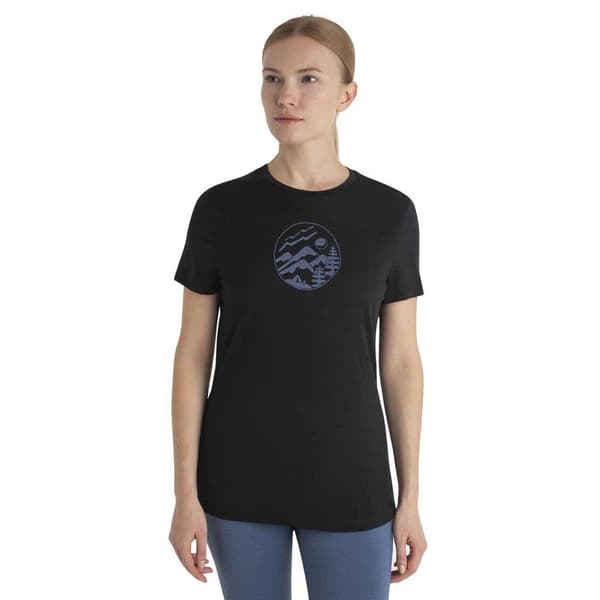 Icebreaker Merino 150 Tech Lite Iii Camping Circle T-shirt Med Korta ärmar Svart S Kvinna