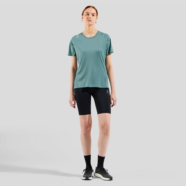 Odlo Essential Print T-shirt Med Korta ärmar Grönt M Kvinna