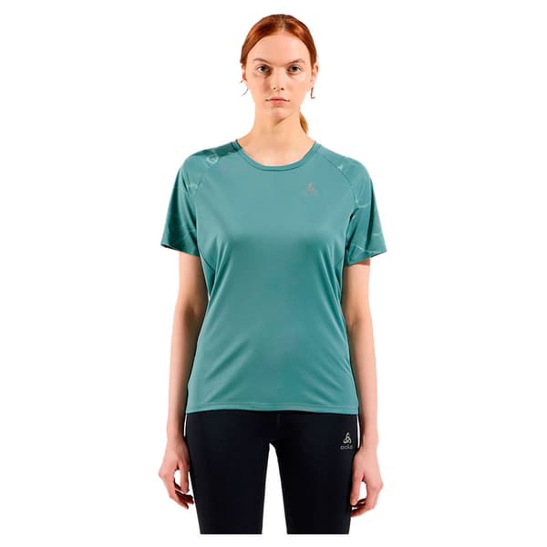 Odlo Essential Print T-shirt Med Korta ärmar Grönt M Kvinna