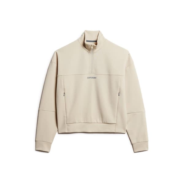 Superdry Sport Tech Relaxed Half Tröja Med Halv Dragkedja Beige XS Kvinna