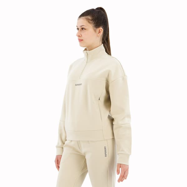 Superdry Sport Tech Relaxed Half Tröja Med Halv Dragkedja Beige XS Kvinna
