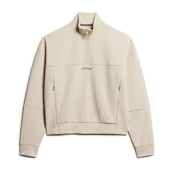 Superdry Sport Tech Relaxed Half Tröja Med Halv Dragkedja Beige XS Kvinna