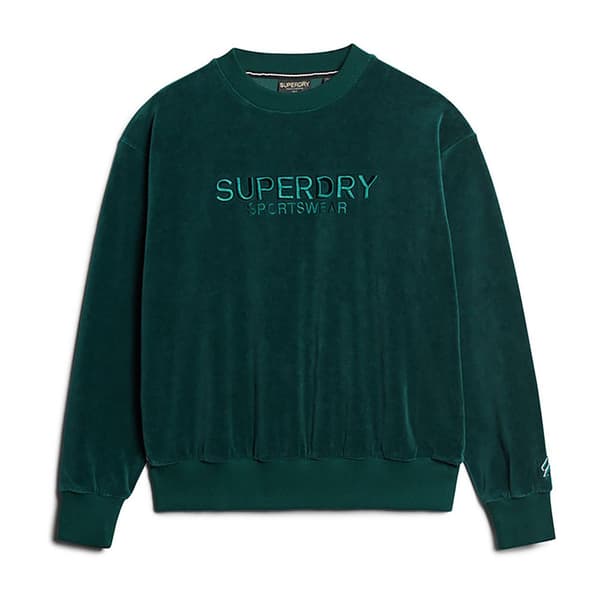 Superdry Velour Graphic Boxy Crew Tröja Grönt XS Kvinna