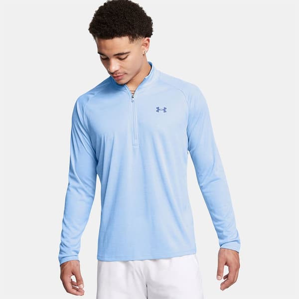 Under Armour Tech Textured Halv Lynlås Langærmet T-shirt Blå 2XL Mand