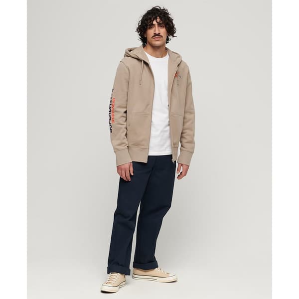 Superdry Sportswear Logo Loose Sweatshirt Med Dragkedja Beige M Man