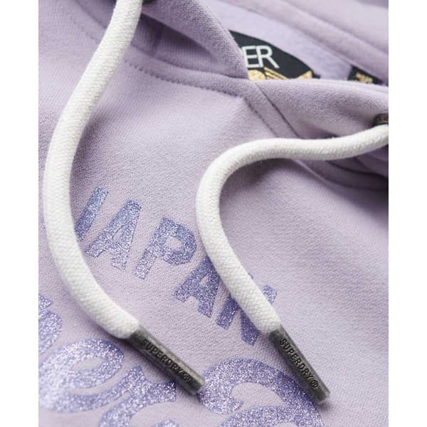 Superdry Metallic Vintage Logo Graphic Tröja Med Huva Lila S Kvinna