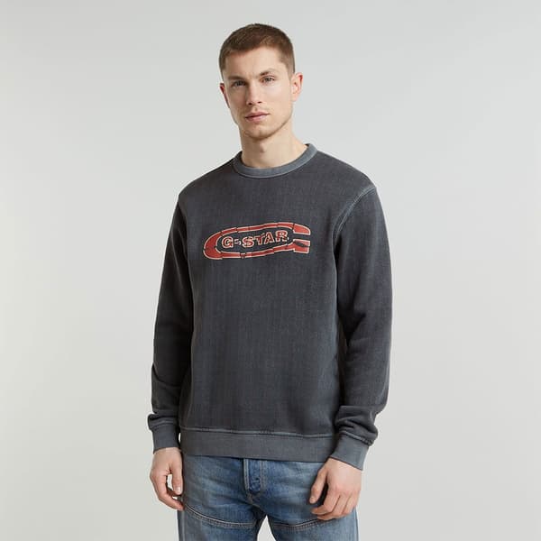 G-star Destroyed G Logo Washed Sweatshirt Grå XL Mand