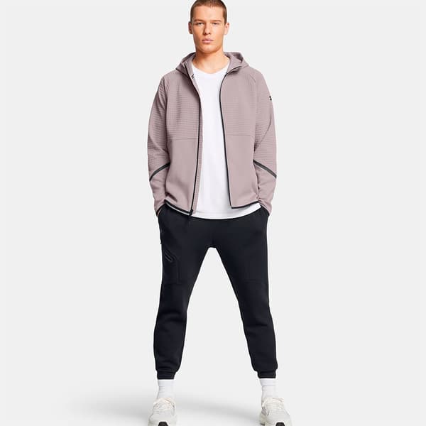 Under Armour Unstoppable Fleece Textured Kokovetoketjullinen Collegepaita Beige M / Regular Mies