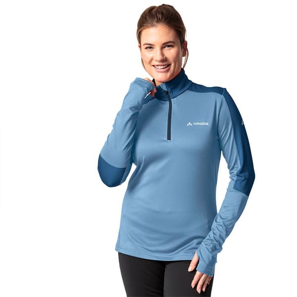 Vaude Livigno Ii Halv Dragkedja Långärmad T-shirt Blå 40 Kvinna