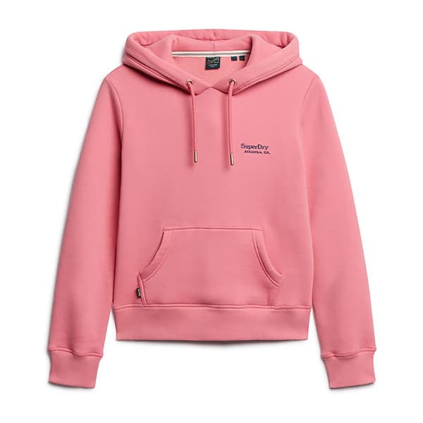 Superdry Essential Logo Tröja Med Huva Rosa S Kvinna