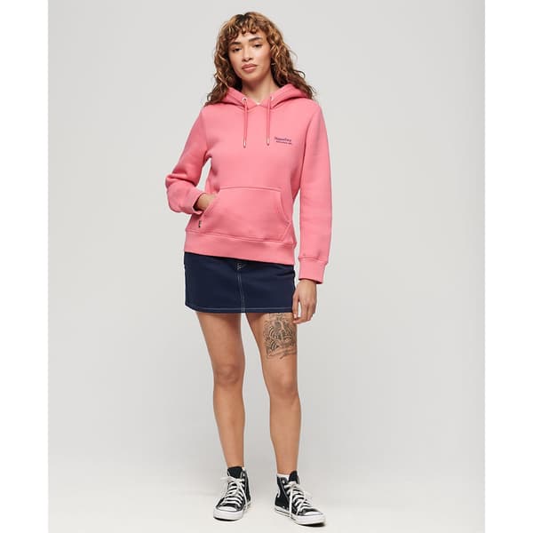 Superdry Essential Logo Tröja Med Huva Rosa S Kvinna