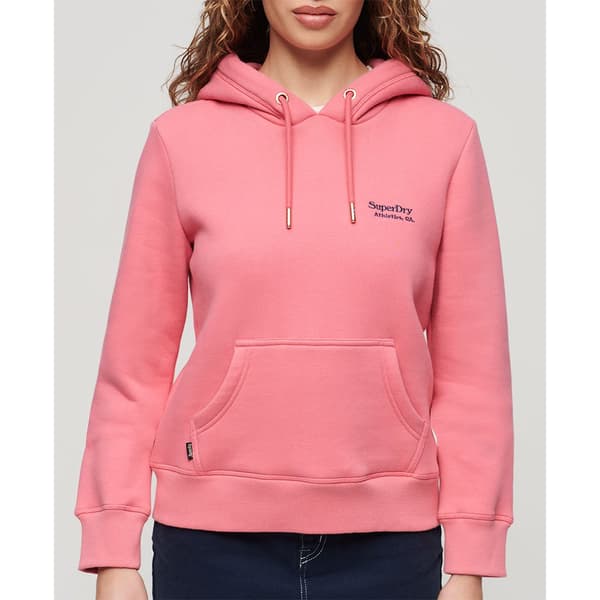 Superdry Essential Logo Tröja Med Huva Rosa S Kvinna