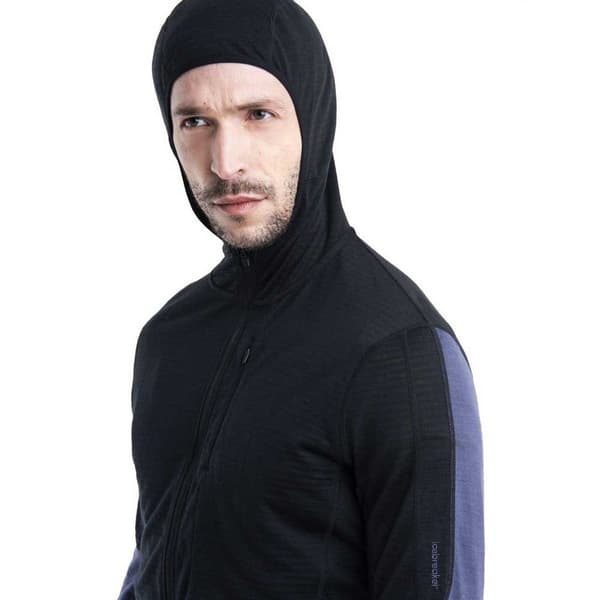 Icebreaker Merino 200 Realfleece Descender Kokovetoketjullinen Collegepaita Musta M Mies