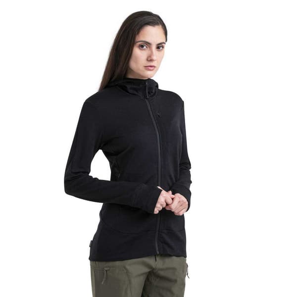 Icebreaker Merino 260 Quantum Iv Sweatshirt Med Lynlås Sort XL Kvinde