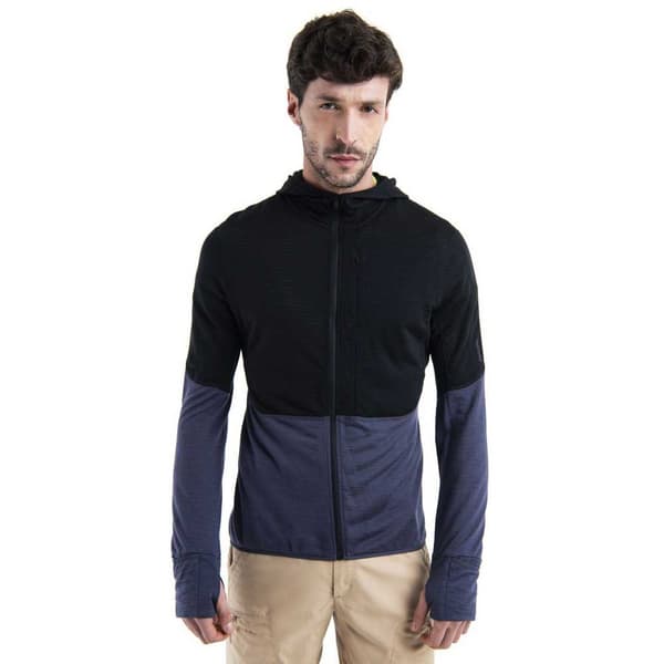 Icebreaker Merino 200 Realfleece Descender Kokovetoketjullinen Collegepaita Musta S Mies