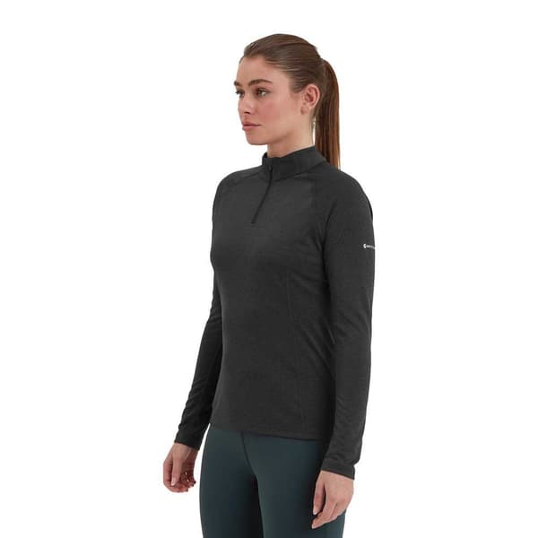 Montane Dart Halv Lynlås Langærmet T-shirt Sort S Kvinde